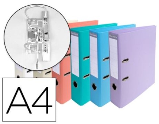 Pasta de Arquivo de Alavanca Exacompta Cartao Forrado PVC A4 Cores Pastel Sortidas L70mm Pack 10pastas