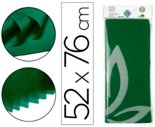 Papel Seda Liderpapel 52x76cm 18gr Verde Escuro Emb.5fls
