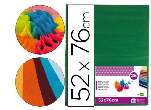 Papel Seda Liderpapel 52x76cm 18gr Verde Escuro Pack 25folhas