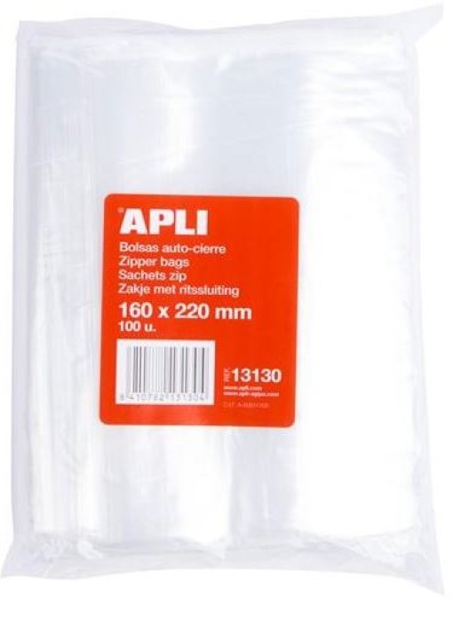 Bolsa Apli de Plastico Auto Seladas 160x220mm emb. de 100uni