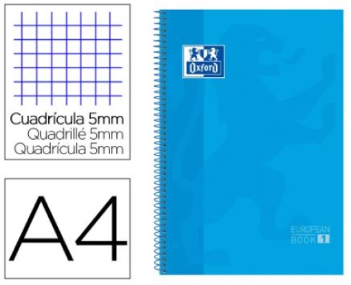 Caderno Espiral Oxford Capa Extradura Microperfurado A4 80Fls Quadriculado Azul Turquesa (400028276)