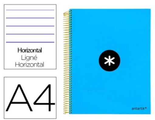 Caderno Espiral Liderpapel Antartik A4 Capa Forrada 120F 100gr Pautado Azul (Capa Dura) (KD01)