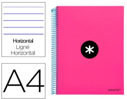 Caderno Espiral Liderpapel Antartik A4 Capa Forrada 120F 100gr Pautado Rosa (Capa Dura) (KD05) 
