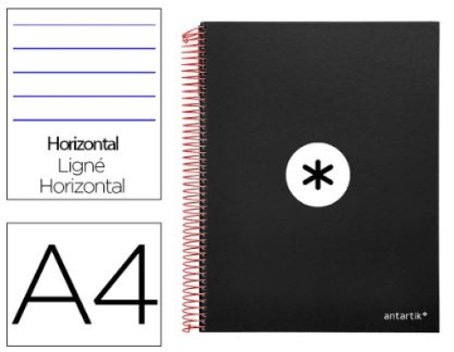 Caderno Espiral Liderpapel Antartik A4 Capa Forrada 120F 100gr Pautado Preto (Capa Dura) (KD10) 