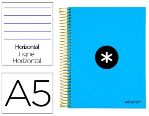 Caderno Espiral Liderpapel Antartik A5 Capa Forrada 120F 100gr Pautado Azul (Capa Dura) (KD11) 