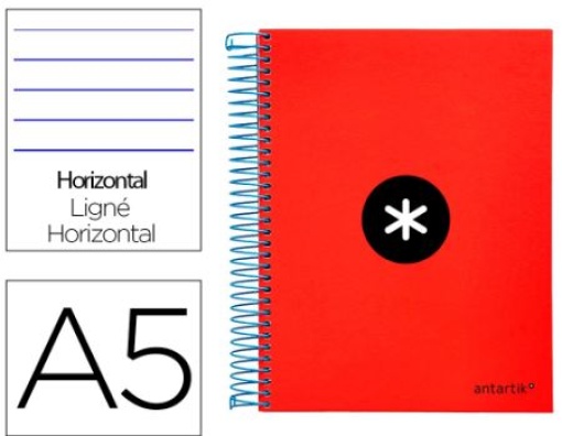 Caderno Espiral Liderpapel Antartik A5 Capa Forrada 120F 100gr Pautado Vermelho (Capa Dura) (KD12) 