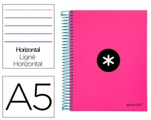 Caderno Espiral Liderpapel Antartik A5 Capa Forrada 120F 100gr Pautado Rosa (Capa Dura) (KD15) 