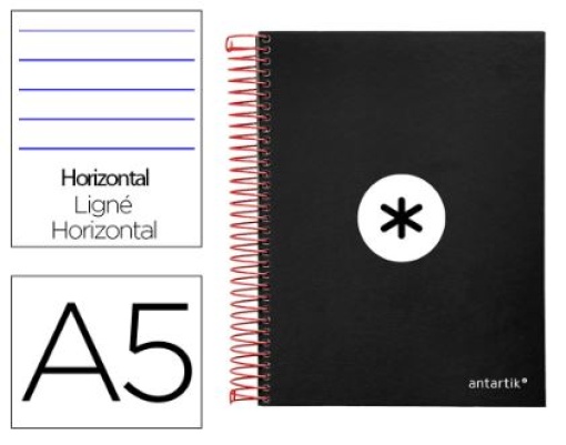 Caderno Espiral Liderpapel Antartik A5 Capa Forrada 120F 100gr Pautado Preto (Capa Dura) (KD20) 