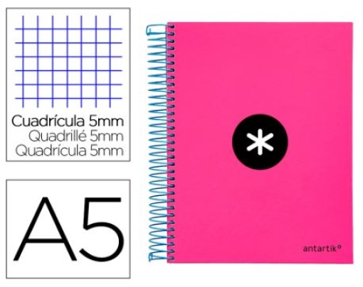 Caderno Espiral Liderpapel Antartik A5 Capa Forrada 120F 100gr Quadriculado Rosa F (Capa Dura) (KD35) 