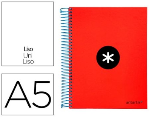 Caderno Espiral Liderpapel Antartik A5 Capa Forrada 120F 100g 5 Bandas Liso Vermelho (KD52)