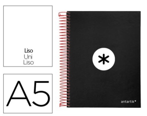 Caderno Espiral Liderpapel Antartik A5 Capa Forrada 120F 100gr Liso Preto (Capa Dura) (KD60) 