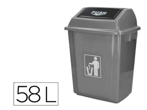 Contentor de Lixo Industrial Q-Connect C/Tampa de Empurrar 58L 470x330x760mm (KF16746)