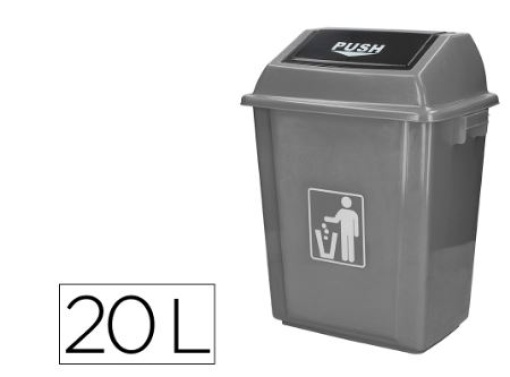 Contentor de Lixo Industrial Q-Connect C/Tampa de Empurrar 20L 340x240x450mm (KF16748)