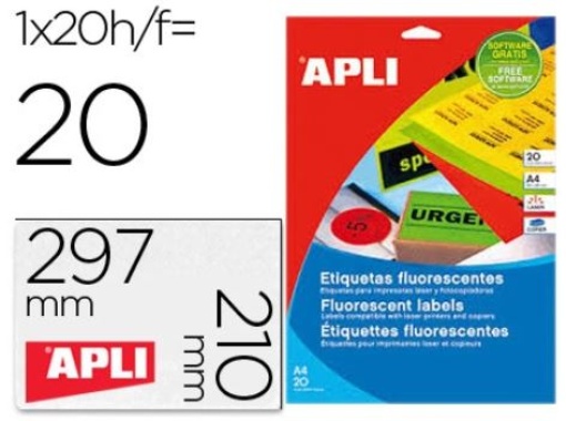 Etiqueta Adesiva Apli (02881) 210x297 Cx. C/20 folhas A4 Verde