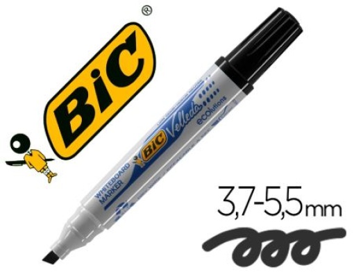 Marcador Quadro Branco Bic Velleda Ponta Biselada Preto