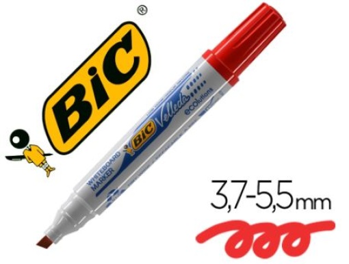 Marcador Quadro Branco Bic Velleda Ponta Biselada Vermelho