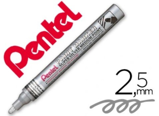 Marcador Permanente Pentel MMP10-Z Prateado Para Pinturas Decorativas Ponta Media (MMP10-Z)