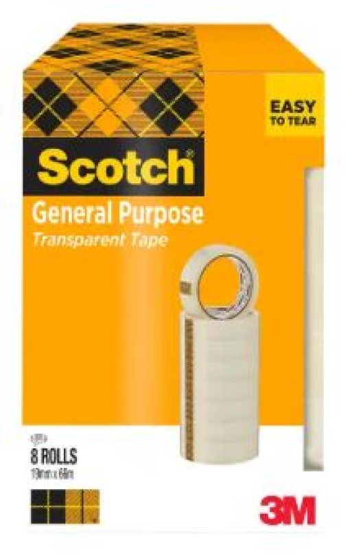 Fita Adesiva Scotch Transparente 66mx19m Pack 8Rolos