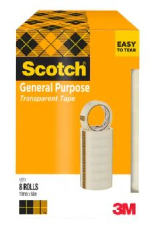 Fita Adesiva Scotch Transparente 66mx19m Pack 8Rolos