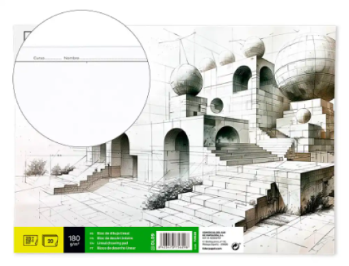 Bloco Desenho Liderpapel Lineal Colado 230x325mm 180gr 20fls C/ Esquadria (DL09)