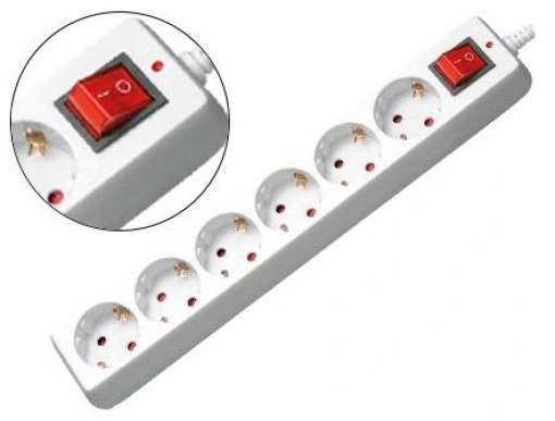 Extençao Electrica 6 Tomadas C/Interruptor e Cabo 1,4m Mediarrange