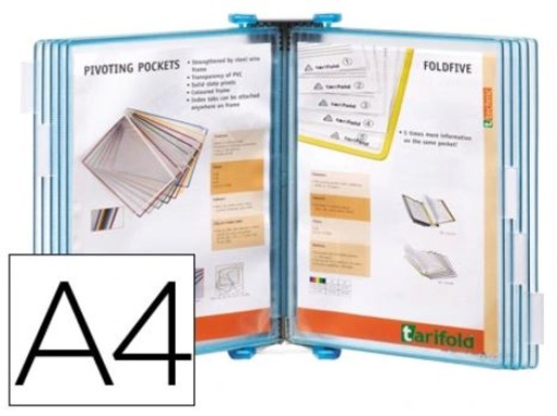 Porta Catalogo Parede Metalico Tarifold Com 10 bolsas A4  em Cor Azul