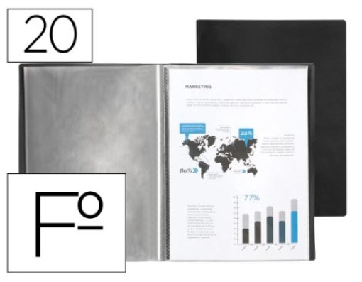 Capa Catalogo Liderpapel Com Espiral 20Bolsas Folio Preto (EC40)