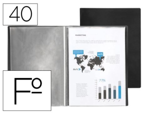 Capa Catalogo Liderpapel Com Espiral 40Bolsas Folio Preto (EC43)