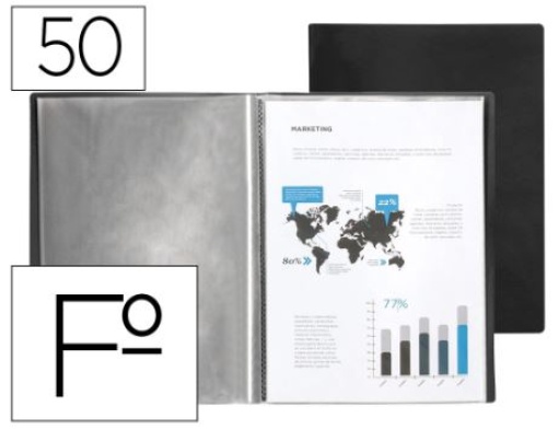 Capa Catalogo Liderpapel C/Espiral 50 Bolsas Polipropileno Folio Preto (EC44)