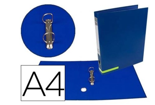 Pasta de Arquivo Liderpapel A4 2Aneis 25mm Forrada Color System com Oculo e Porta Etiqueta Azul (AY24)