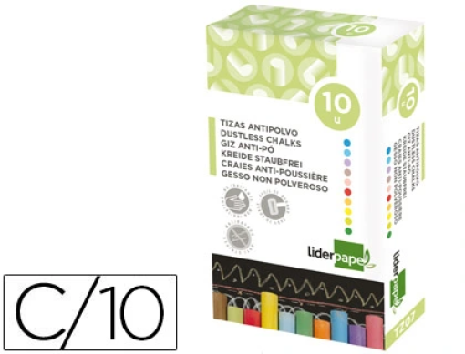 Giz Colorido Anti Pó Liderpapel Cx.10uni Cores Sortidas (TZ07)