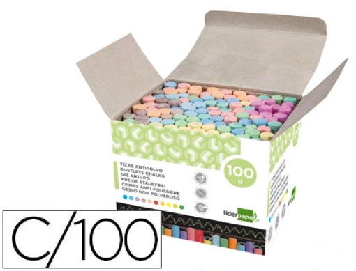 Giz Colorido Anti Pó Liderpapel Cx.100uni Cores Sortidas (TZ08)