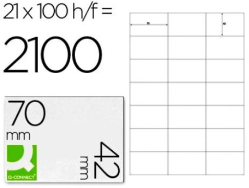 Etiquetas Adesivas A4 Q-Connect 70x42mm Cx.100fls (KF10648)