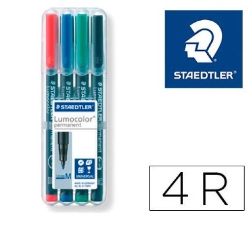Marcador Acetato Staedtler Lumocolor 317-5 M (0,8mm) Estojo 4 Cores Sortidas