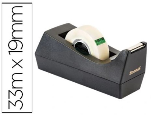 Desenrolador Scotch de Secretaria C38 Preto inclui 3 Rolos de Fita scotch Magic 33mt x 19mm