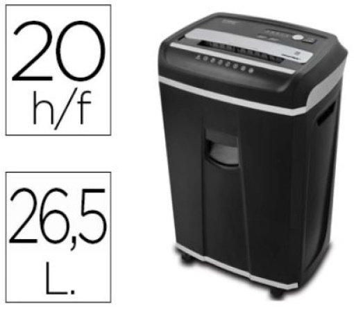 Destruidora Documentos Q-Connect Anti Encravamentos Capacidade Corte 20 folhas Destroi Agrafes Clips Cartoes CDs (KF18094)