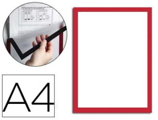 Moldura Porta Anuncios Durable Magnetico Din A4 Dorso Adesivo Removivel P/Informação de Segurança Cor Vermelho Pack D