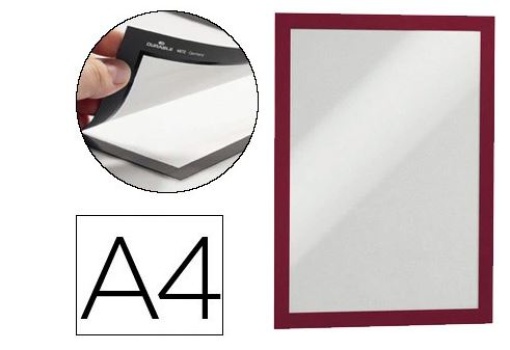 Moldura Porta Anuncios Durable Magnetico A4 Dorso Adesivo Removivel Vermelha Embalagem de 2 unidades