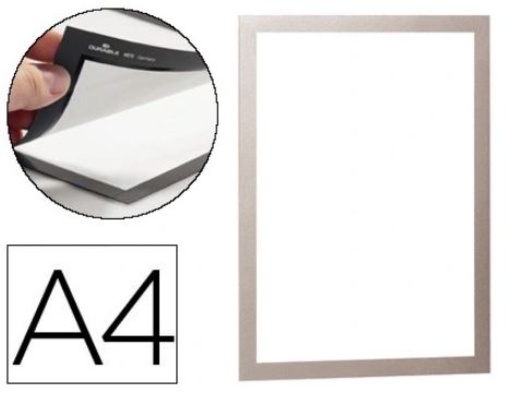 Moldura Porta Anuncios Durable Magnetico A4 Adesivo Remov. Prata Pack. 2