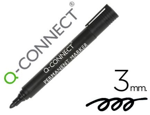 Marcador Permanente Q-Connect Ponta Redonda 3.0mm Preto (KF26045)