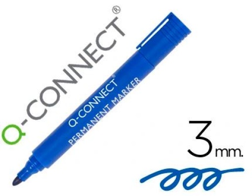 Marcador Permanente Q-Connect Ponta Redonda 3.0mm Azul (KF26046)