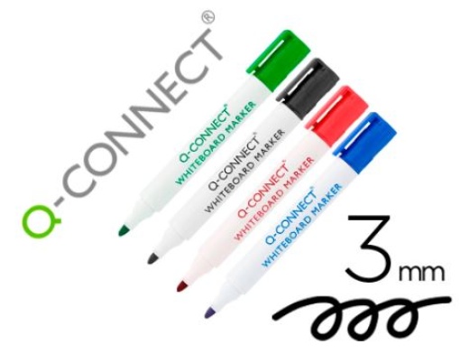 Marcador Quadro Branco Q-Connect Pack 10 Cores Sortidas (3 pretos, 3 azuis; 3 vermelhos e 1 verde) KF00880