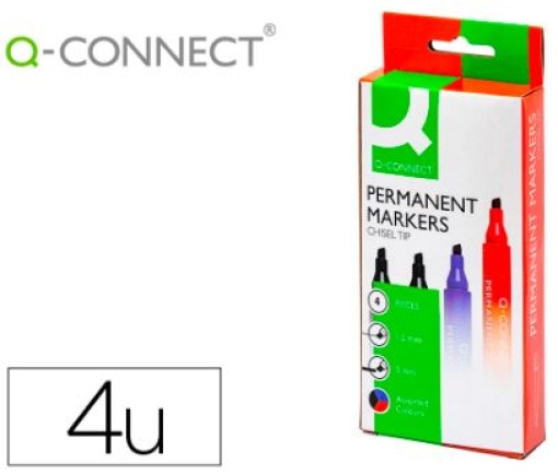 Marcador Permanente Q-Connect Emb.4cores Ponta Biselada 5.0mm (KF26089)