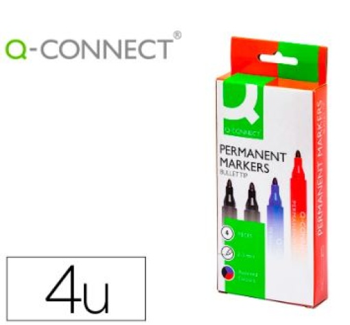 Marcador Permanente Q-Connect Emb.4cores Ponta Redonda 3.0mm (KF26088)