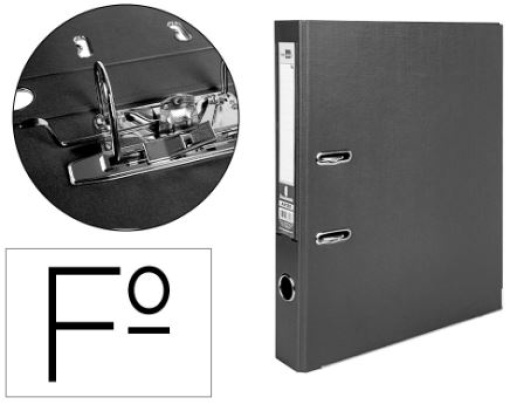 Pasta de Arquivo de Alavanca Liderpapel Documenta PVC Folio Lombada 52mm Preta