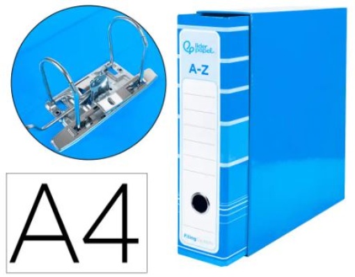 Pasta de Arquivo de Alavanca Liderpapel Filing System Cartao Forrado  A4 C/Caixa Azul Celeste (AZ91)