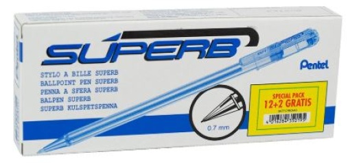 Esferografica Pentel BK77 Superb Azul Pack 12+2un