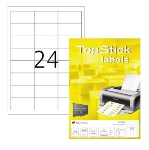 Etiqueta 64,6x33,8 Top Stick A4 Cx.100folhas (2400uni)