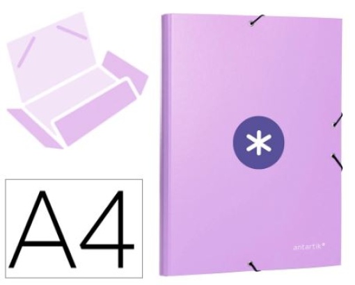 Pasta de Elasticos Antartik A4 3 Abas Cartao Forrado Lavanda (AW67)