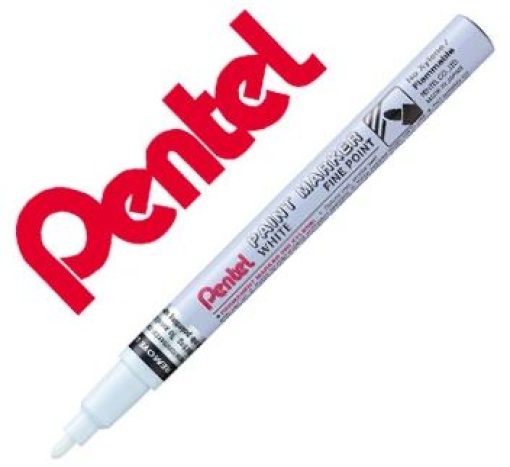 Marcador Pentel Permanente MSP10-W Branco Pinturas Decorativas Ponta Media (MSP10-W)